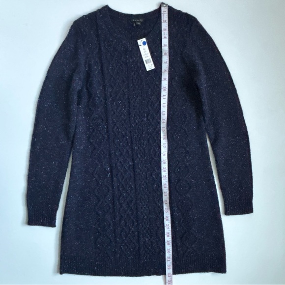 Theory Mayly Fleck Wool Mohair Cable Knit Sweater Dress Purple Fleck Size Large - Picture 11 of 17